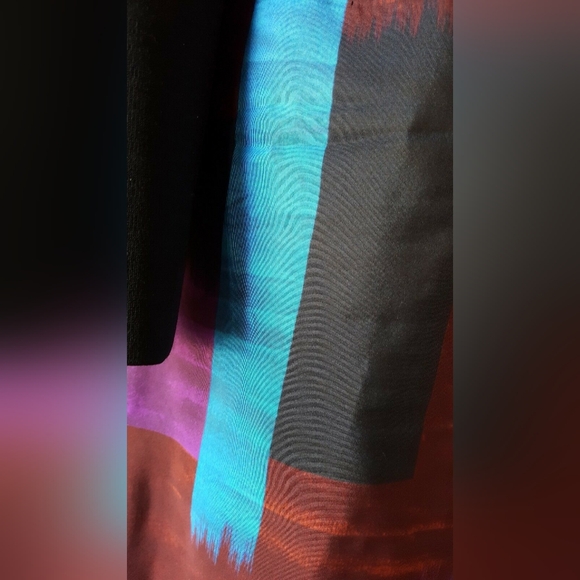 *$3,300 OSCAR DE LA RENTA ARTSY BLACK PURPLE COLORBLOCK RUNWAY DRESS US M - Picture 7 of 15